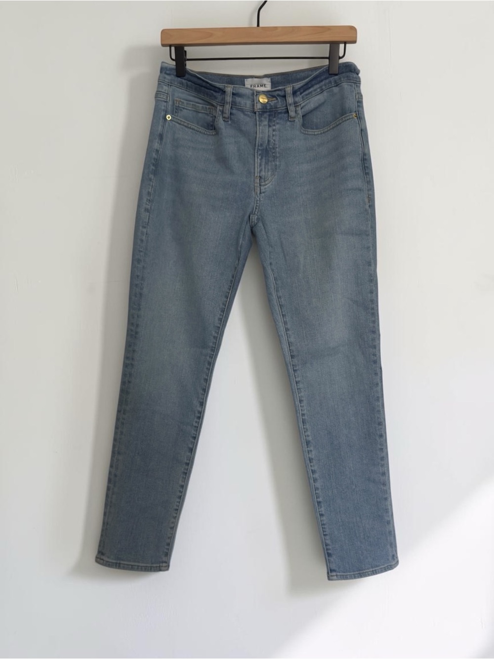 FRAME Le Garçon Mid Rise Slim Boyfriend Jeans Size 28 Light Wash 30x28